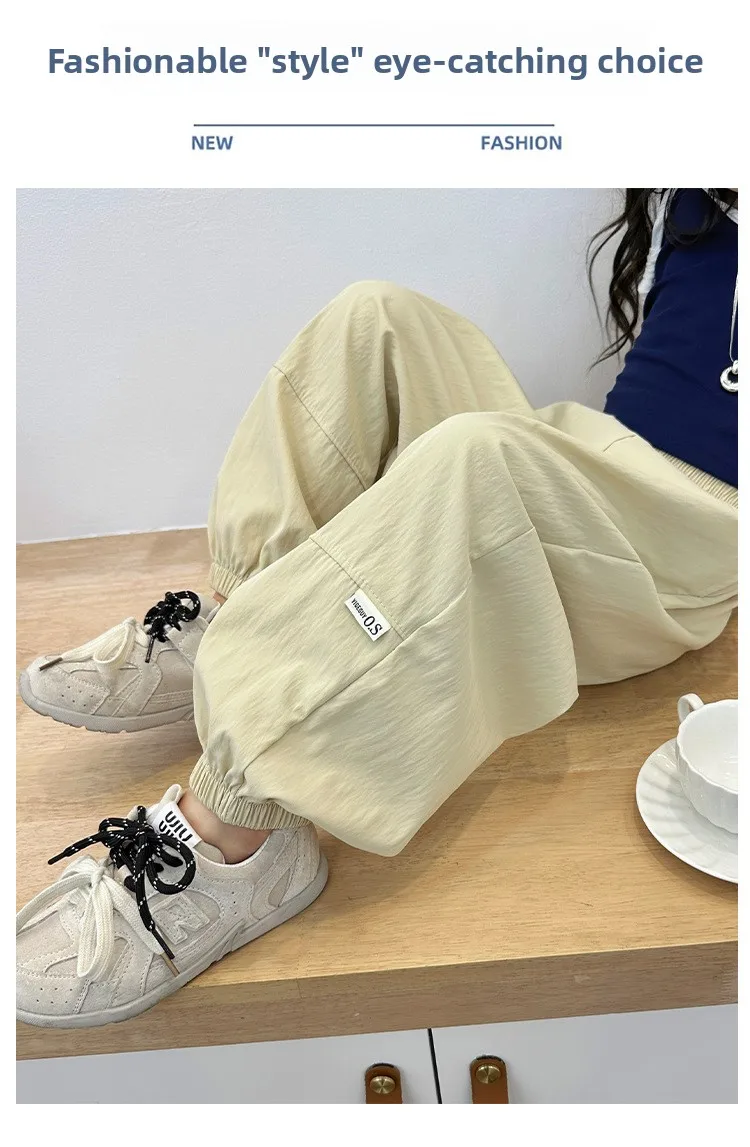 Teenager-Mädchen-Hosen, Sommer-Cargohosen mit Bändern für Mädchen, Jogginghosen, Kinderhosen, lässige, dünne Kinderkleidung für Mädchen von 2-6 Jahren – Detail 5