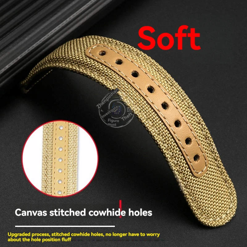 Correas de reloj de lona de nailon para hombres y mujeres, banda de reloj de 20mm, 21mm, 22mm, adecuada para Tissot Citizen, iwc, Rolex Water Ghost