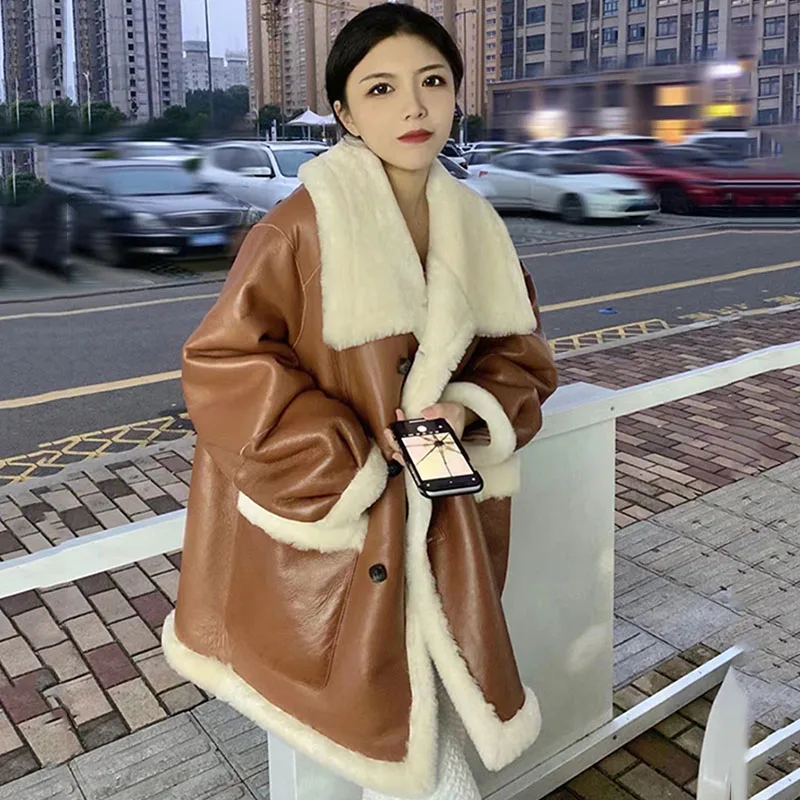 

One Fur Mink Velvet Mao Mao Jacket Women Overcoat Winter 2023 New Korean Loose Thicke Warm Parka Female Wear Coats On Both Sides