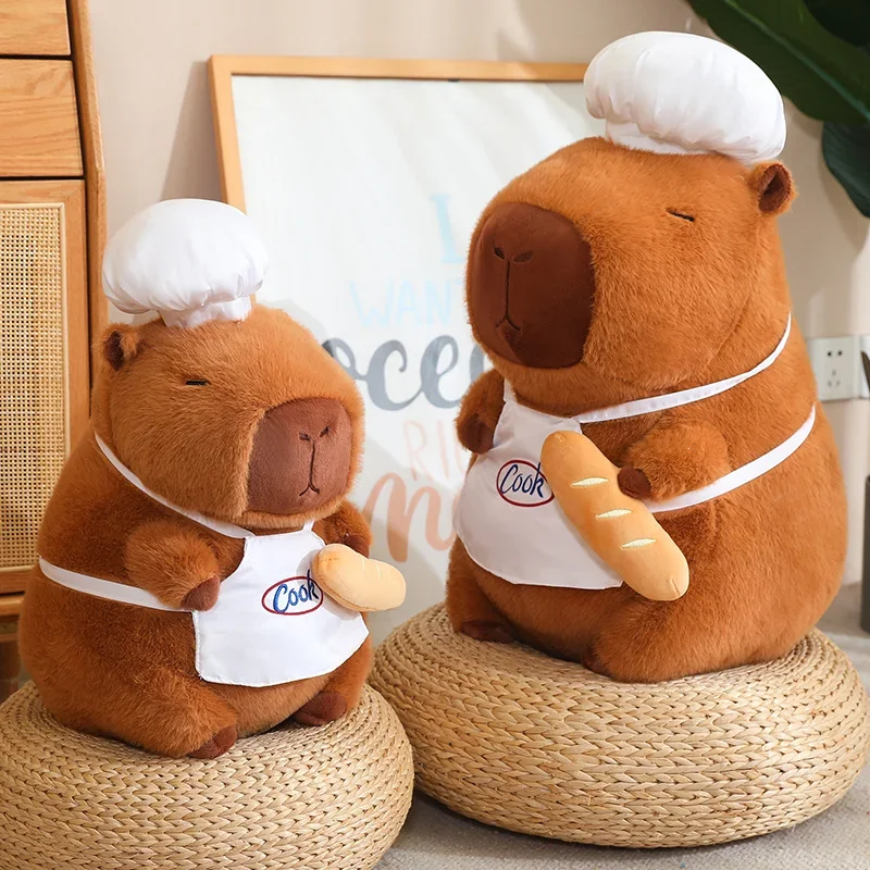28-50 cm Koch Capybara Plüsch Simulation Bäcker Kapibala Anime Flauschiges Spielzeug Niedliche Brotpuppe Kuscheltiere Weiche Puppe Weihnachtsgeschenk