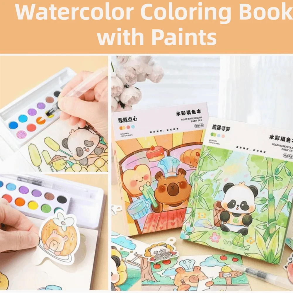 Creative Gouache Graffiti Picture Book Gouache Art 24 Pages Watercolor Coloring Set Dip Pens DIY Pocket Drawing Book