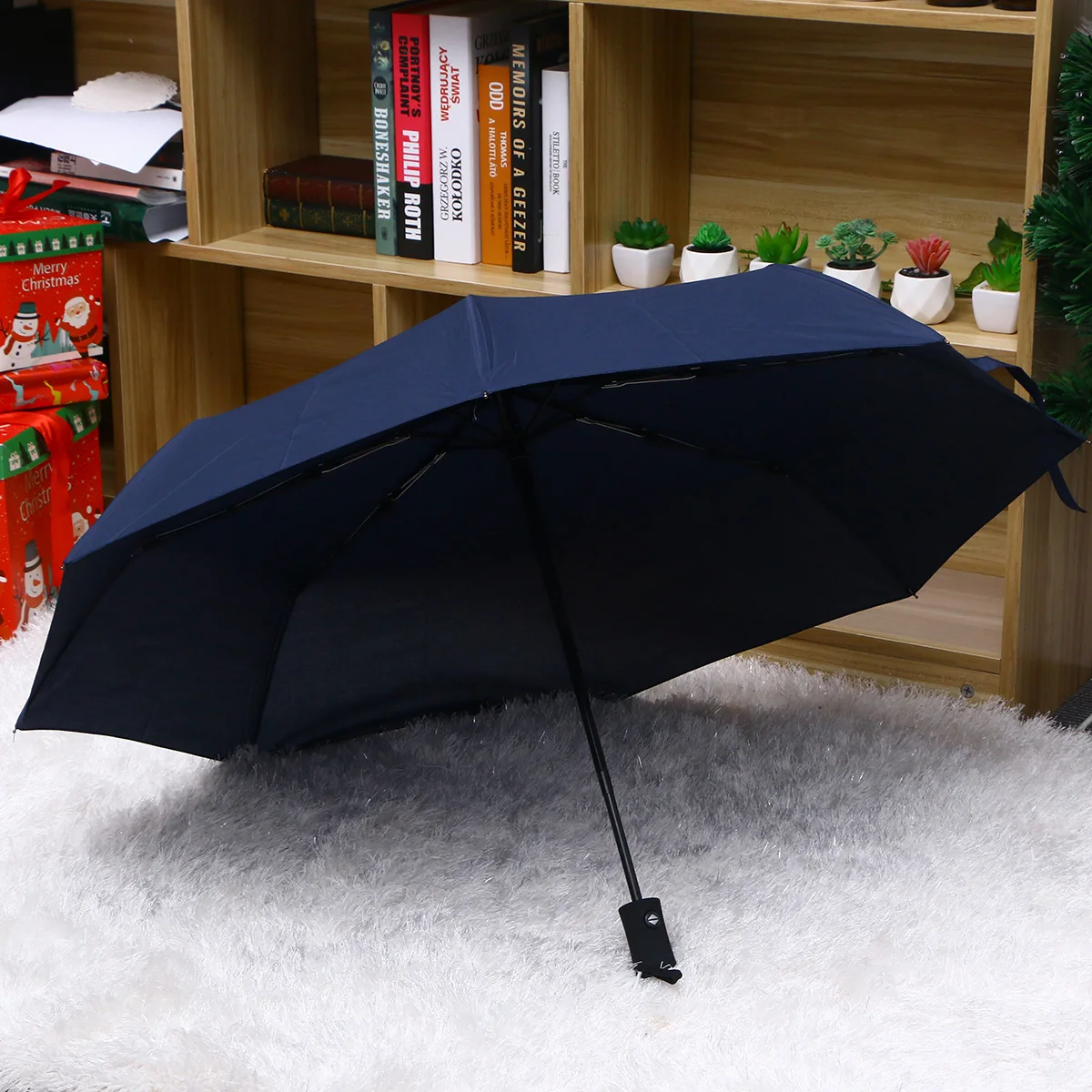 

Automatic 3 8 Ribs Sun Rain Protection Lightweight Portable Travel Rain Umbrella Automatic Umbrella Blue Color