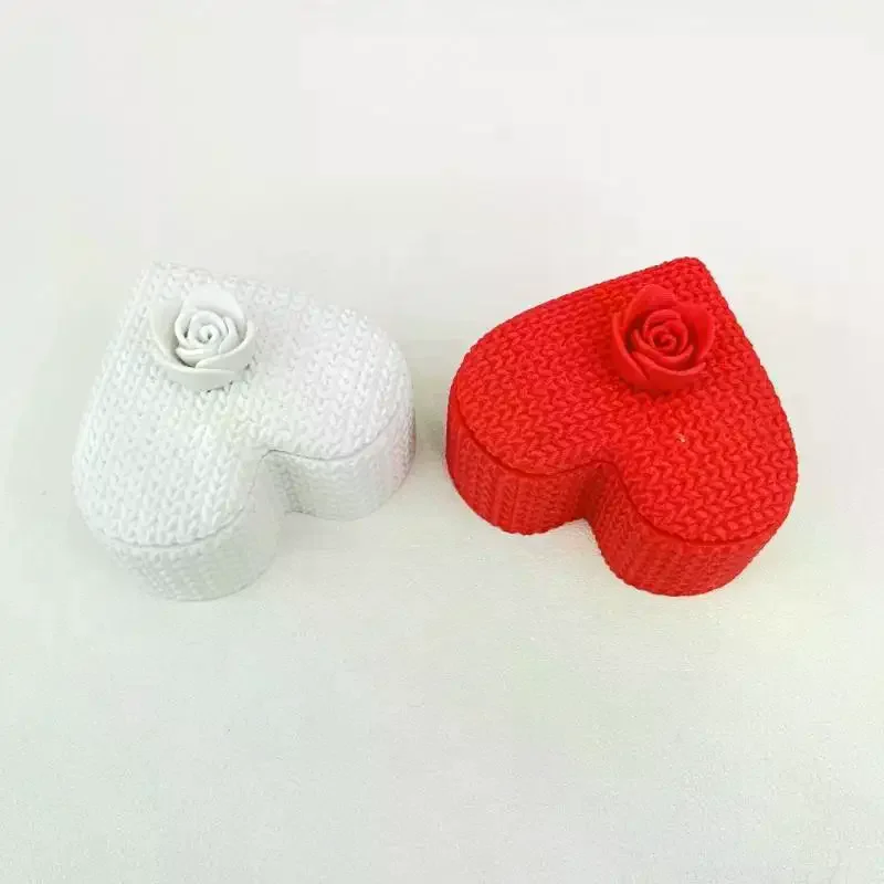 

3D-печать в форме сердца, коробка для колец, дисплей для ювелирных изделий, помолвка, свадебные шкатулки для драгоценностей, дизайн розы, держатель для подарков для пары