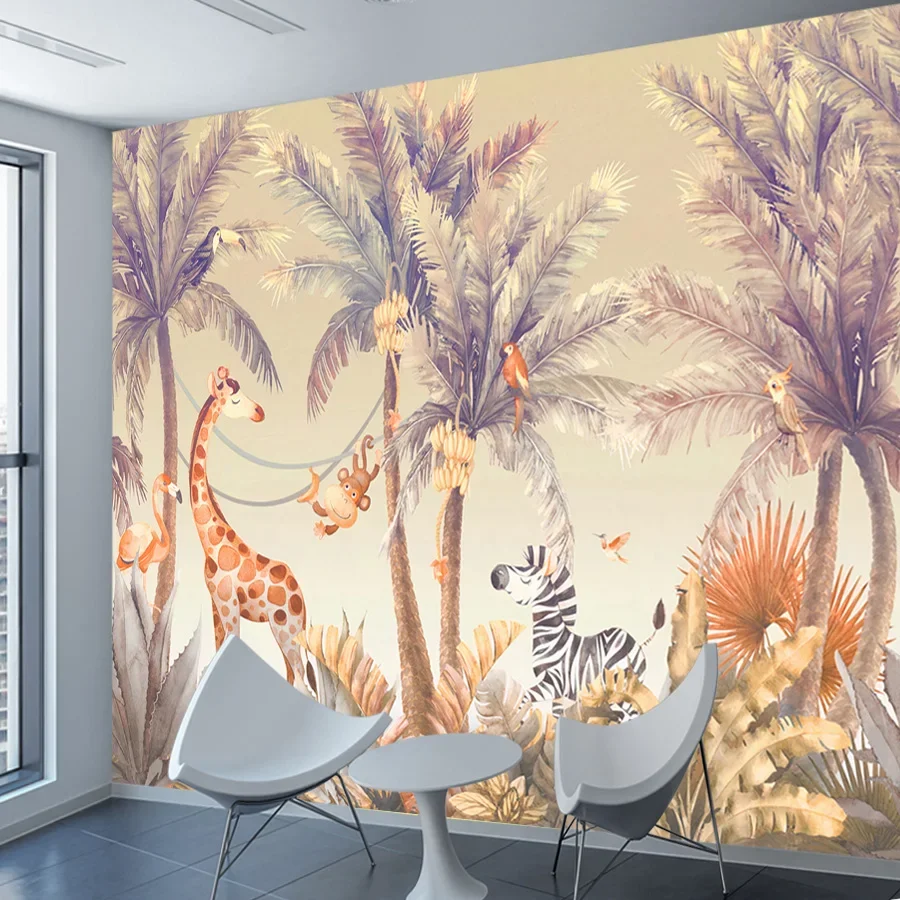 

Removable peel and stick optional Wallpapers for Bedroom Walls Kids Cartoon Safari Animal Forest Contact Wall Papers Home Decor