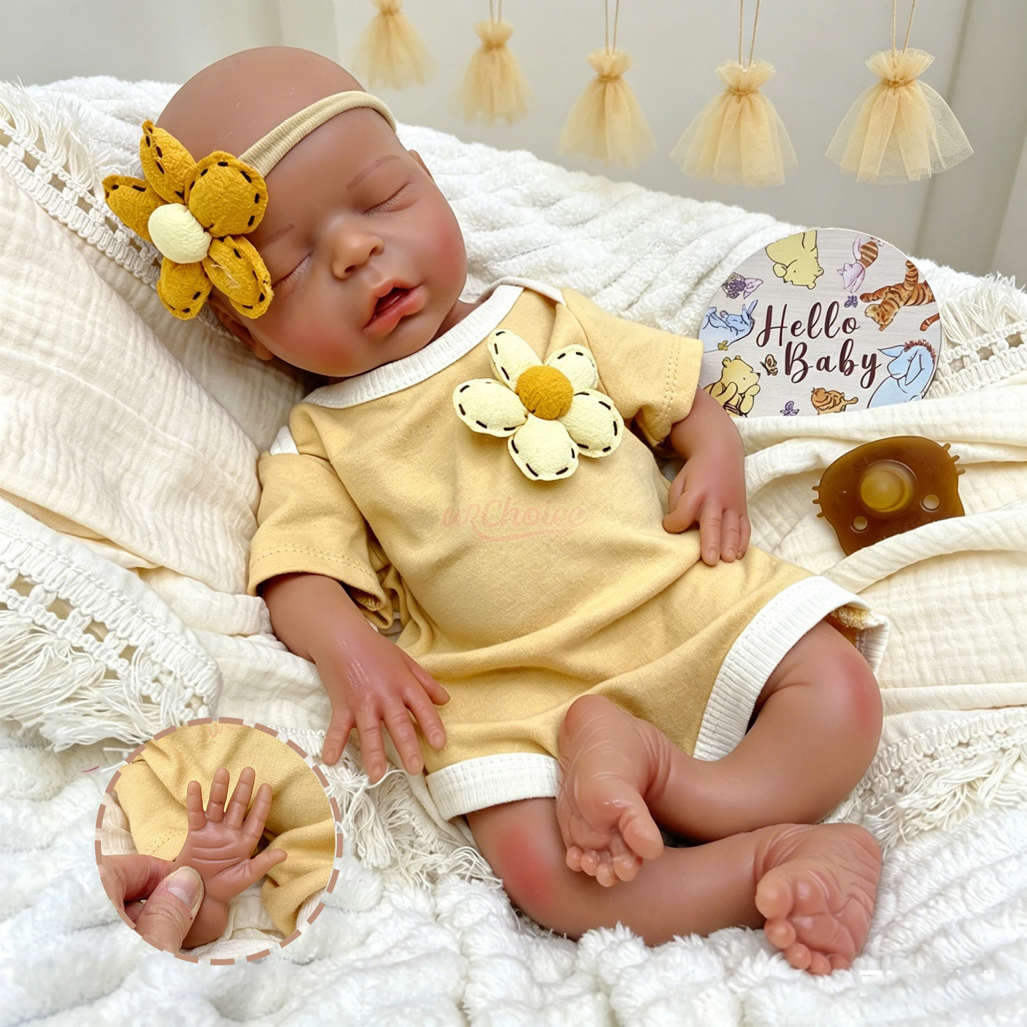

Full Body Soft Silicone Reborn Baby Doll Realistic Skin Details Handmade Washable Makeup Available Early Education Teaching Mode