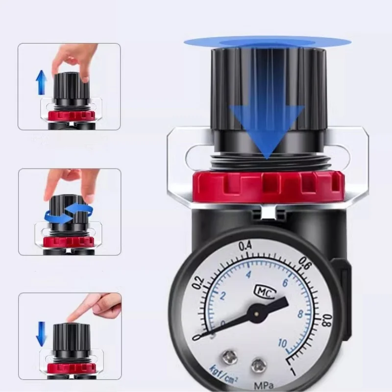 AR2000 G1/4'' with Fittings FRL Unit Air Control Compressor Pressure Relief Regulator Valve6mm 8mm 10mm 12mm