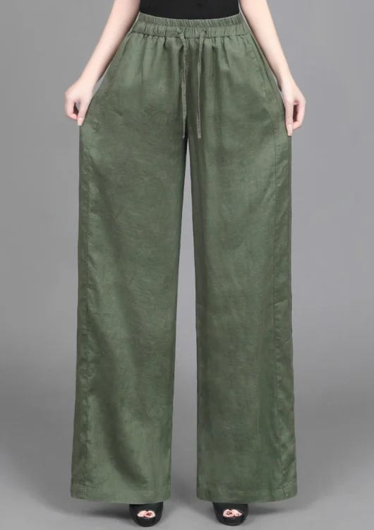 FJM-Pantalon Décontracté à Taille artificiel astique pour Femme, Vêtement à Poches, Taille Haute, Droit, Jambes Larges, Long, Nouvelle Collection Automne Hiver