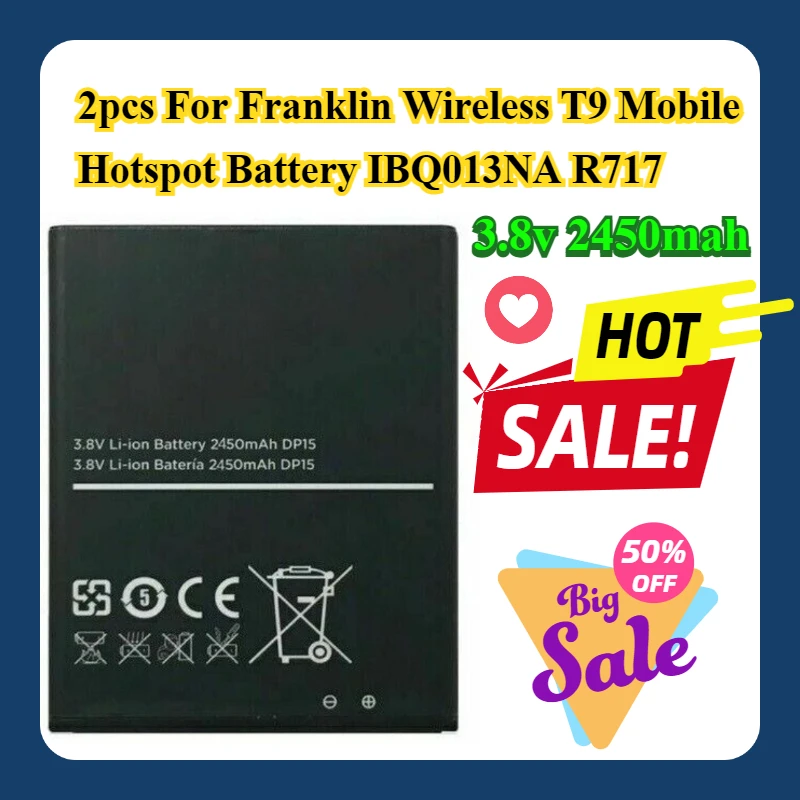 2 шт. для мобильной точки доступа Franklin Wireless T9, батарея IBQ013NA R717 2 шт. для мобильной точки доступа Franklin Wireless T9, батарея IBQ013NA R717