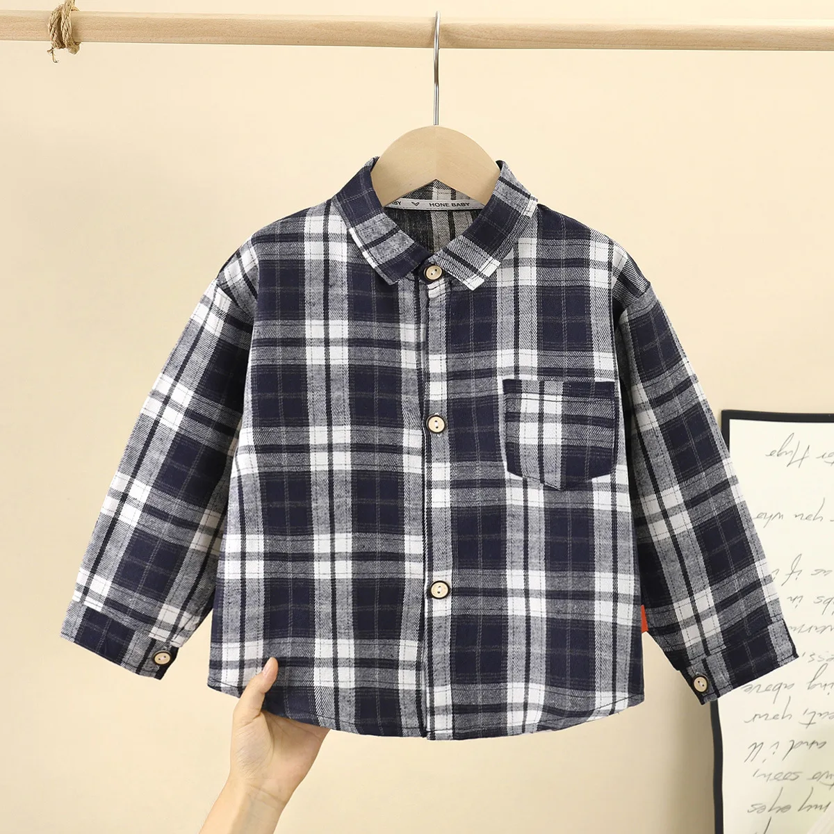 1PCS Autumn Blouses & Shirts New Spring Boy Shirt Plaid Long-sleeved Children's Fashion Tops Boys Handsome Spring Jacket Shirt