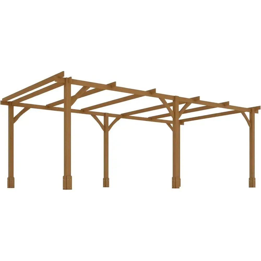 20' x 10' Outdoor Pergola, Wood Gazebo Grape Trellis with Stable Structure and Concrete Anchor ClimPlant Support, Garden, Patio,