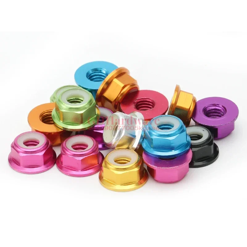 DIN6926 M2 M2.5 M3 M4 M5 M6 M8 Colorful Aluminum Hexagonal Flange Nut With A Non-slip Mat Nylon Locking Nut