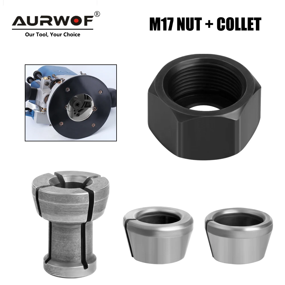 AURWOF M17 6mm 1/4 8mm 9.5mm 10mm Engraving machine chuck nut Electric Router Milling Cutter Accessories Conversion handle