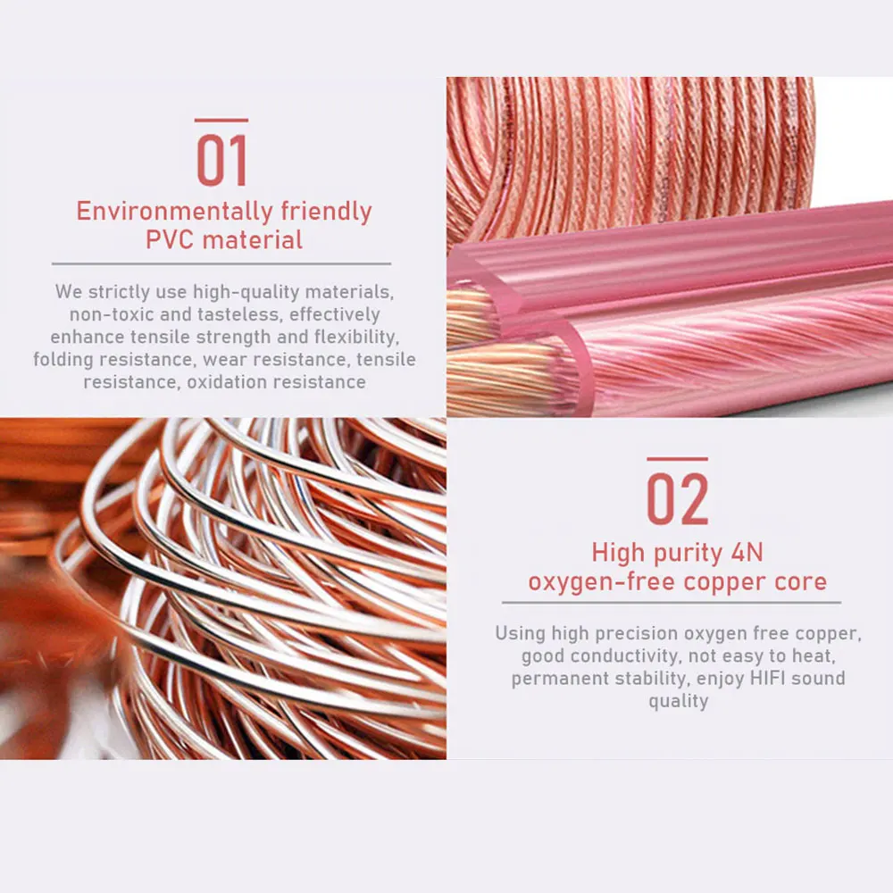 Musical Sound DIY HIFI Audio Cable Oxygen Free Pure Copper Hifi Surround Sound Speaker Wire Cable Home Theater Audio Line Cord