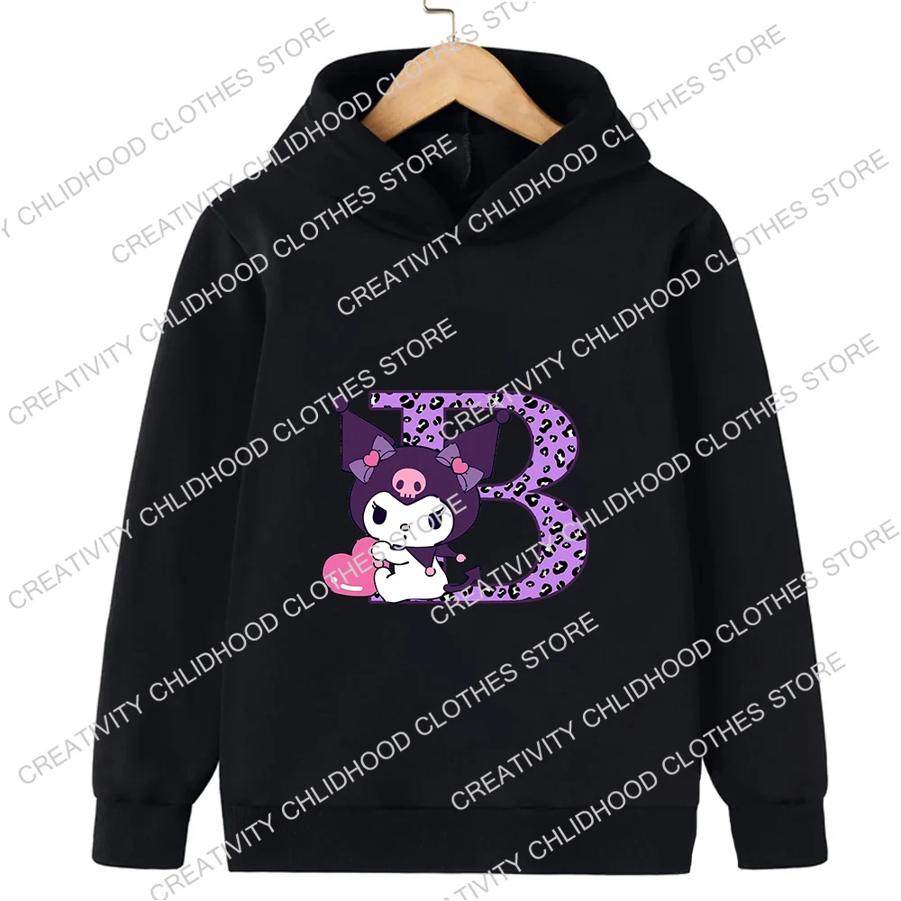 Kuromis Letter A B C Children Hoodies Name Combination Sweatshirt Kawaii Pullover Anime Cartoons Casual Clothes Girl Boy Kid Top