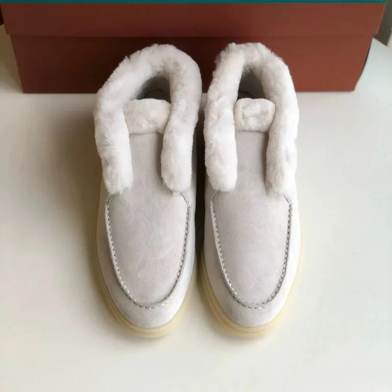أحذية الثلوج الدافئة المصنوعة من الجلد الطبيعي عالي الجودة، أحذية قصيرة من الفرو والصوف، أحذية مسطحة، أحذية نسائية متعددة الوظائف #6
