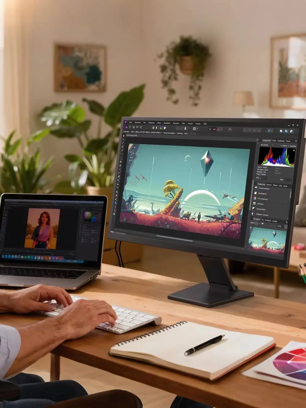UPERFECT 18,5" 1080P Tragbarer Monitor 100% sRGB FreeSync IPS HDR 120Hz Gaming-Display mit VESA- und Standfußanschluss, USB-C- und HDMI-Anschluss, ideal für Laptops, MacBooks, PCs, Surface, PS5 und