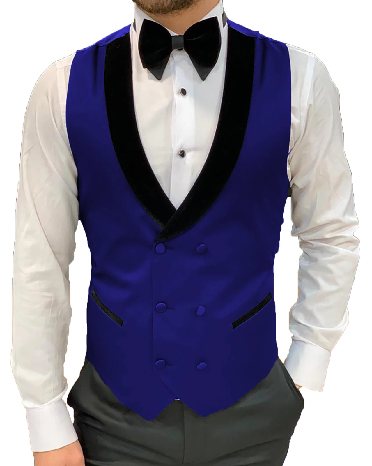 Men\'s Casual Suit Vest Double Breasted Shawl Lapel Dress Waistcoat for Wedding Party Dinner