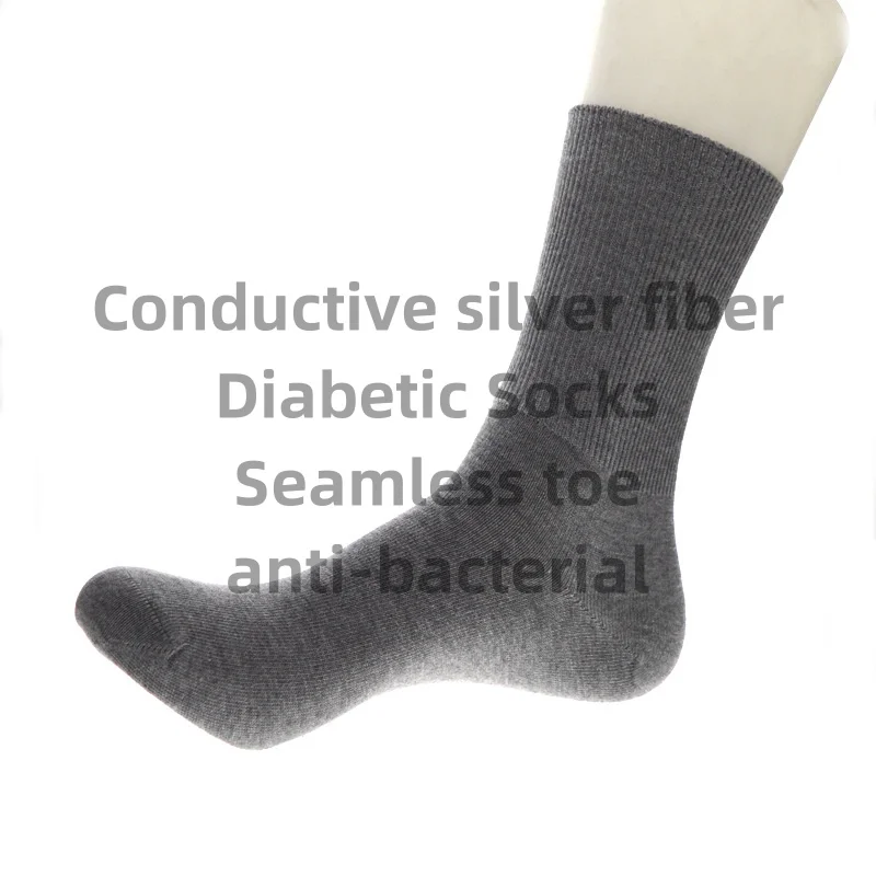 Diabetic socks Silver fiber sugar foot care socks Antibacterial, deodorant, midtube boneless cotton socks 6pairs