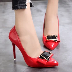 Fashion Sexy Women Pumps New Pointed Toe Shallow Mouth Red Bottom High Heels Women Office Black Heels Plus Size Zapatos De Mujer