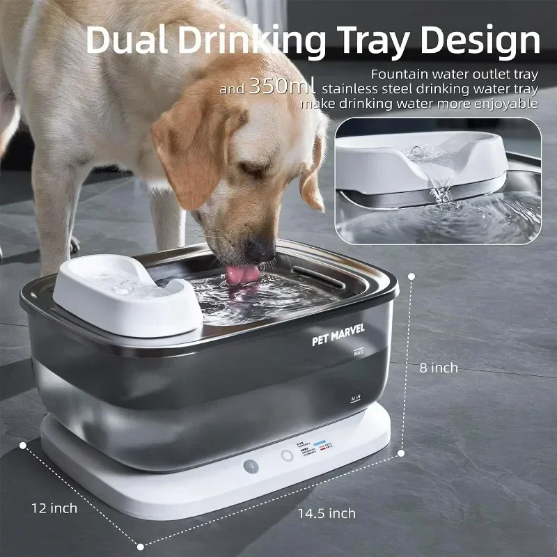 Wireless Sensing Dog Water Fountain for Large Dogs 7L Automatic Smart Dog Cat Pet Dispenser Multi with Stainless Steel  Drinker