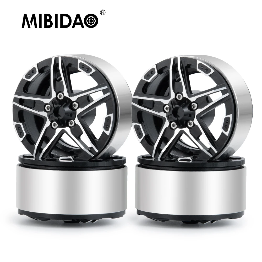 

MIBIDAO 4Pcs 1.9Inch Metal Alloy Beadlock Wheel Rims Hubs for Axial SCX10 CC01 D90 TRX-4 1/10 RC Crawler Car Model Parts