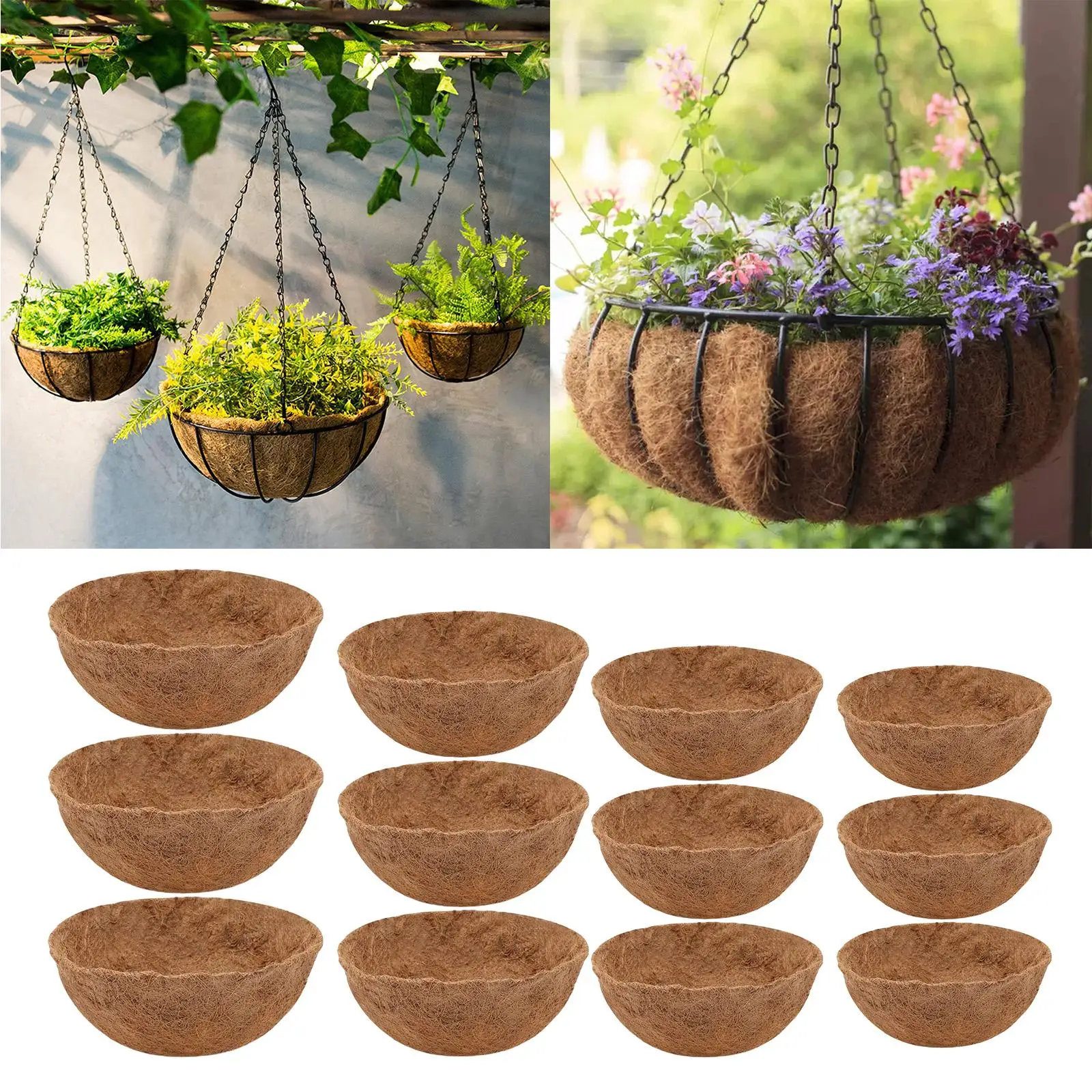 

3 Packs Round nut Fiber Liner, Circular nut Fiber Replacement Liner for Wall Hanging Baskets Garden Flower Baskets