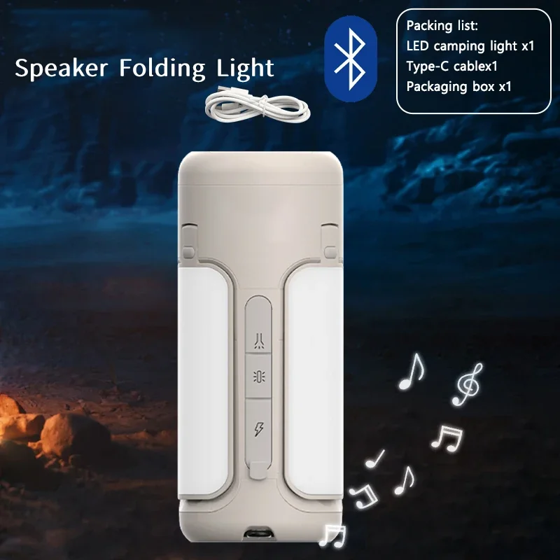 

Outdoor Bluetooth Speaker Tent Light Night Folding Camping Light 6000mAh Large Capacity Flashlight USB Charging Portable