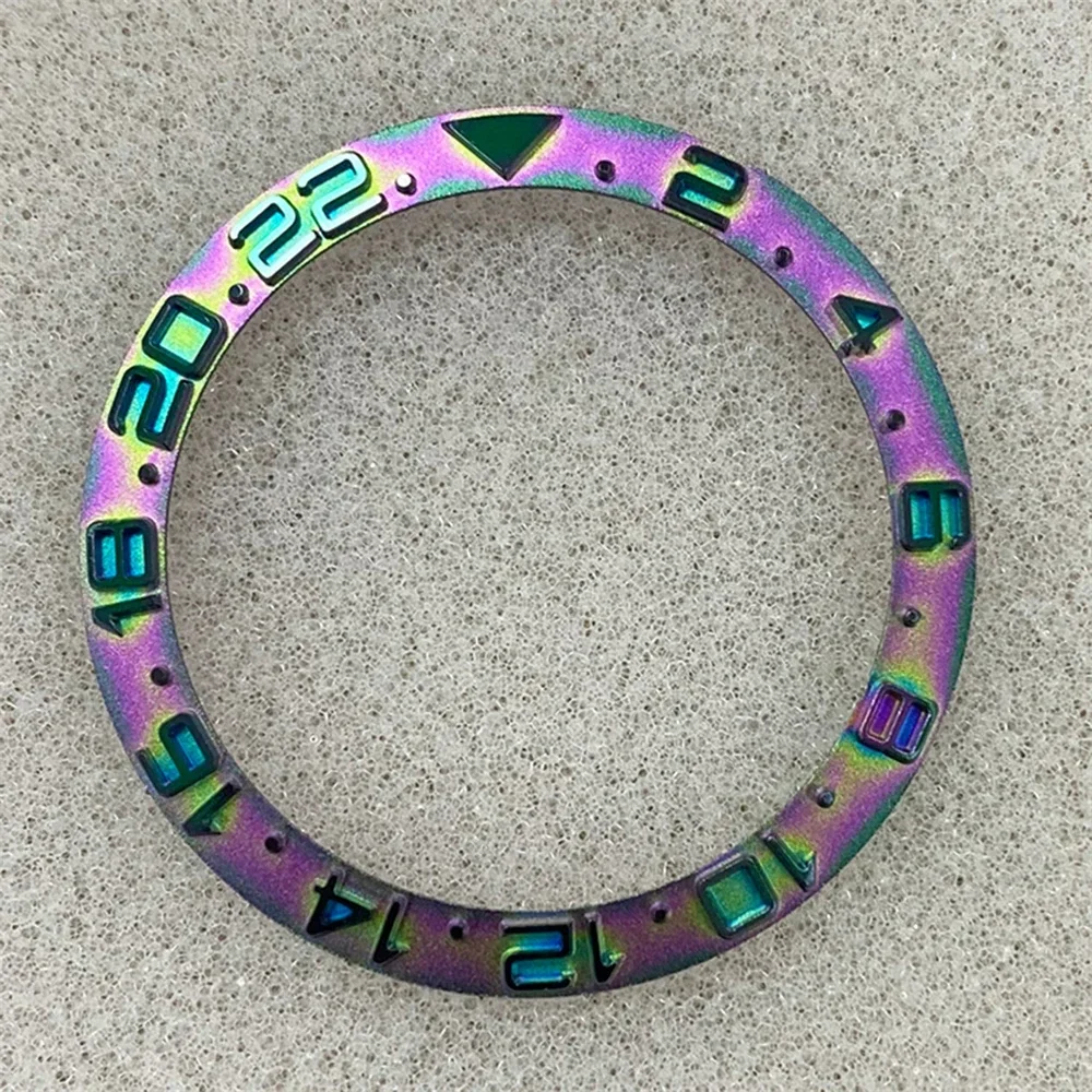 38mm relógio rosto cerâmica moldura inserção para 40mm submariner automático relógios masculinos acessórios numeral convexo molduras oblíquas