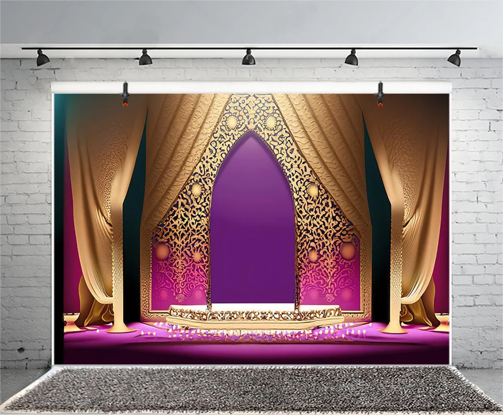 Aladdin Party Background Curtain Arabian Muslim Mosque Decor Oriental Islam Decoration Banner Palace Photo Backdrop Photography