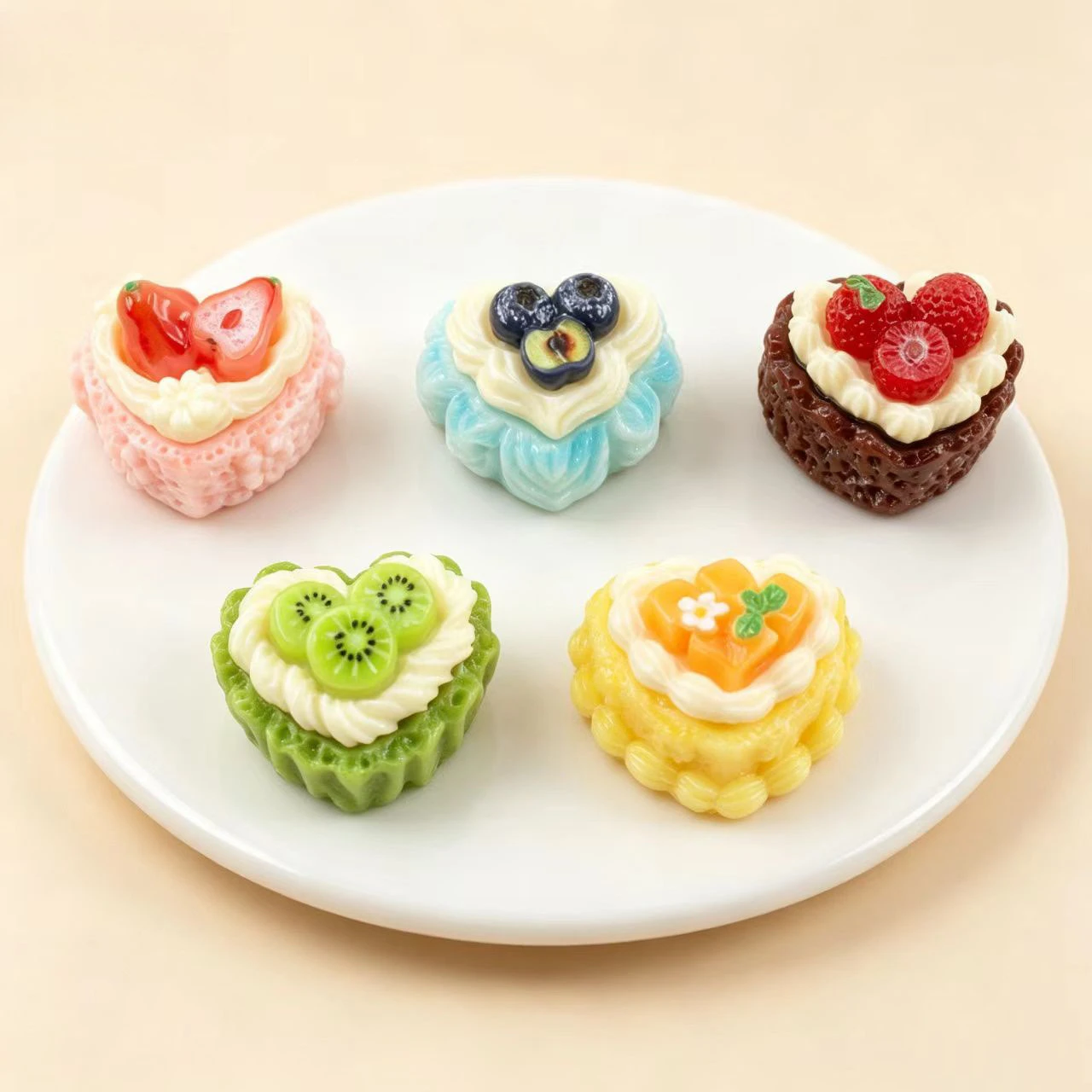100pcs Cute Simulation Fruit Cake Resin Cabochon DIY for Phone Case Hairpin Keychain Earrings Scrapbook Dollhouse Accessories