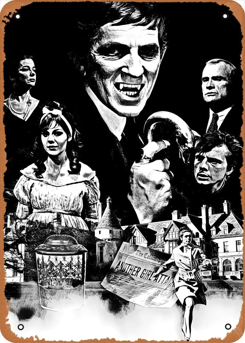 Muecddoa Movie Classic Poster Metal Sign Dark Shadows 1967 Vampires Wall Art Wall Art Decor Sign - 12 x 8 inch sign