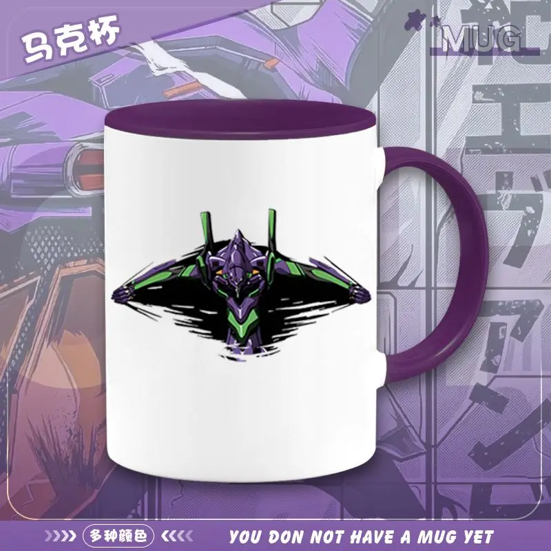 

Новая керамическая кружка для кофе и молока 350 мл с аниме-дизайном Евангелион, без крышки, с цветной ручкой, подарочная, кавайная, оптом