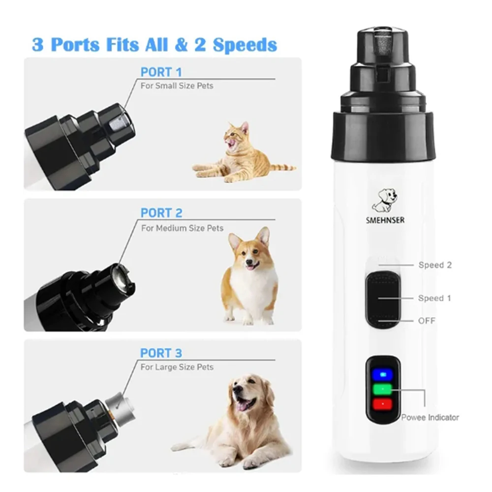Painless USB Charging Dog Nail Grinders Rechargeable Pet Nail Clippers Quiet Electric Dog Cat Paws Nail Grooming Trimmer Tools
