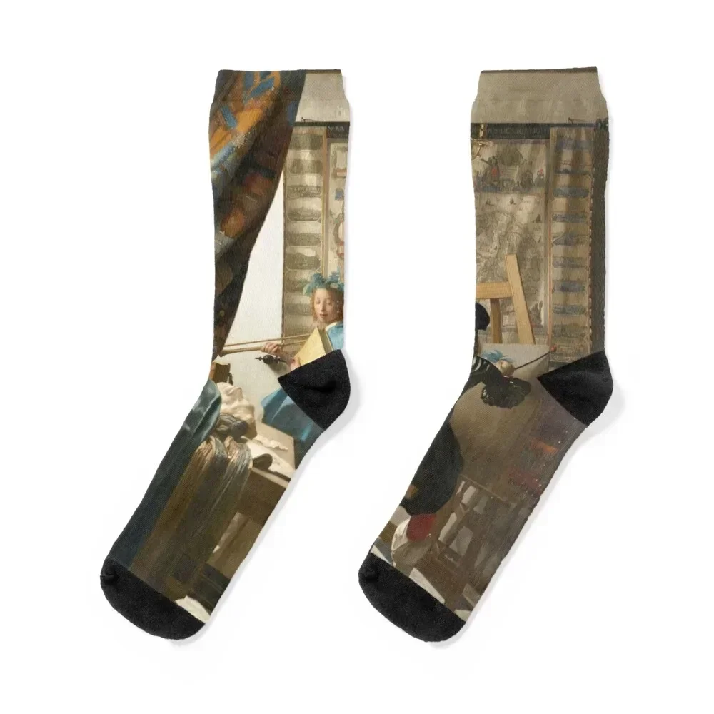 

JOHANNES VERMEER - The Art of Painting Socks christmas gifts japanese fashion retro Boy Child Socks Women's