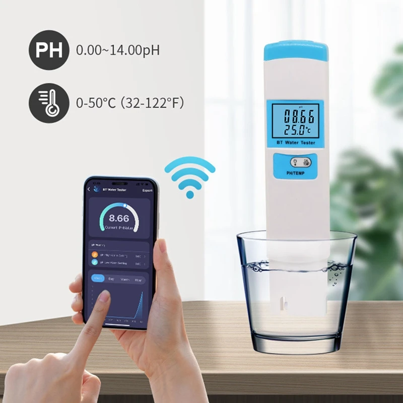 Water Quality Analyzer, PH Meter Digital 2In1 PH/Temp Meter PH Tester High Accuracy Water Quality Tester