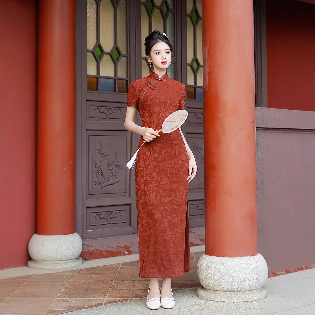 セクシーな黒のチャイナドレス女性エレガントな袍ルーズ中国の伝統的なドレスジャカードロングイブニングパーティー Vestidos ビッグサイズ 3Xl 4X