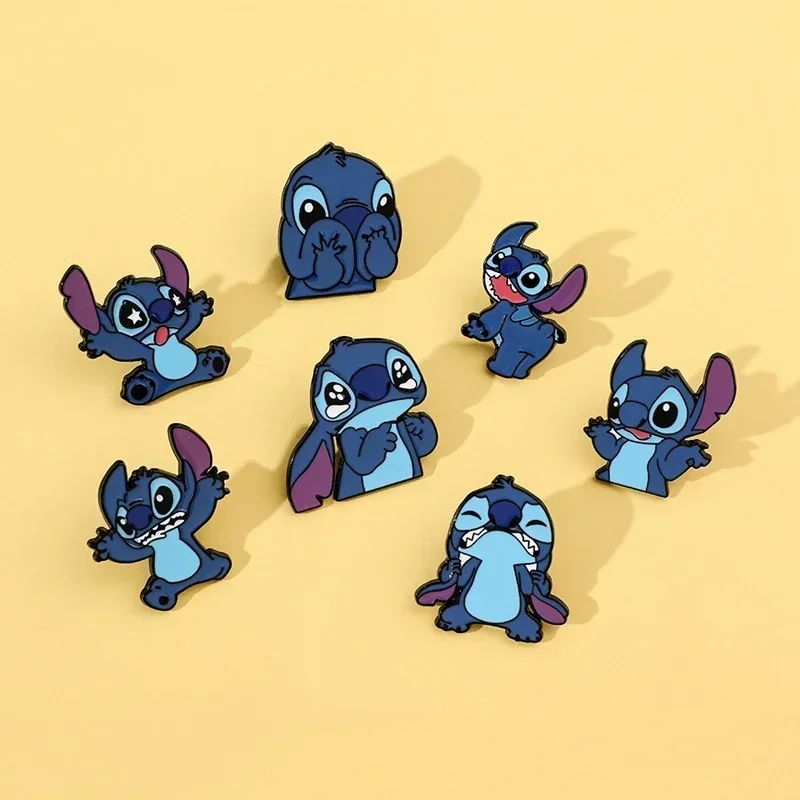 

Disney Stitch Metal Badges Creative Movie Character Lilo & Stitch Decoration Alloy Badge Accessories Scarf Clothing DIY Pins