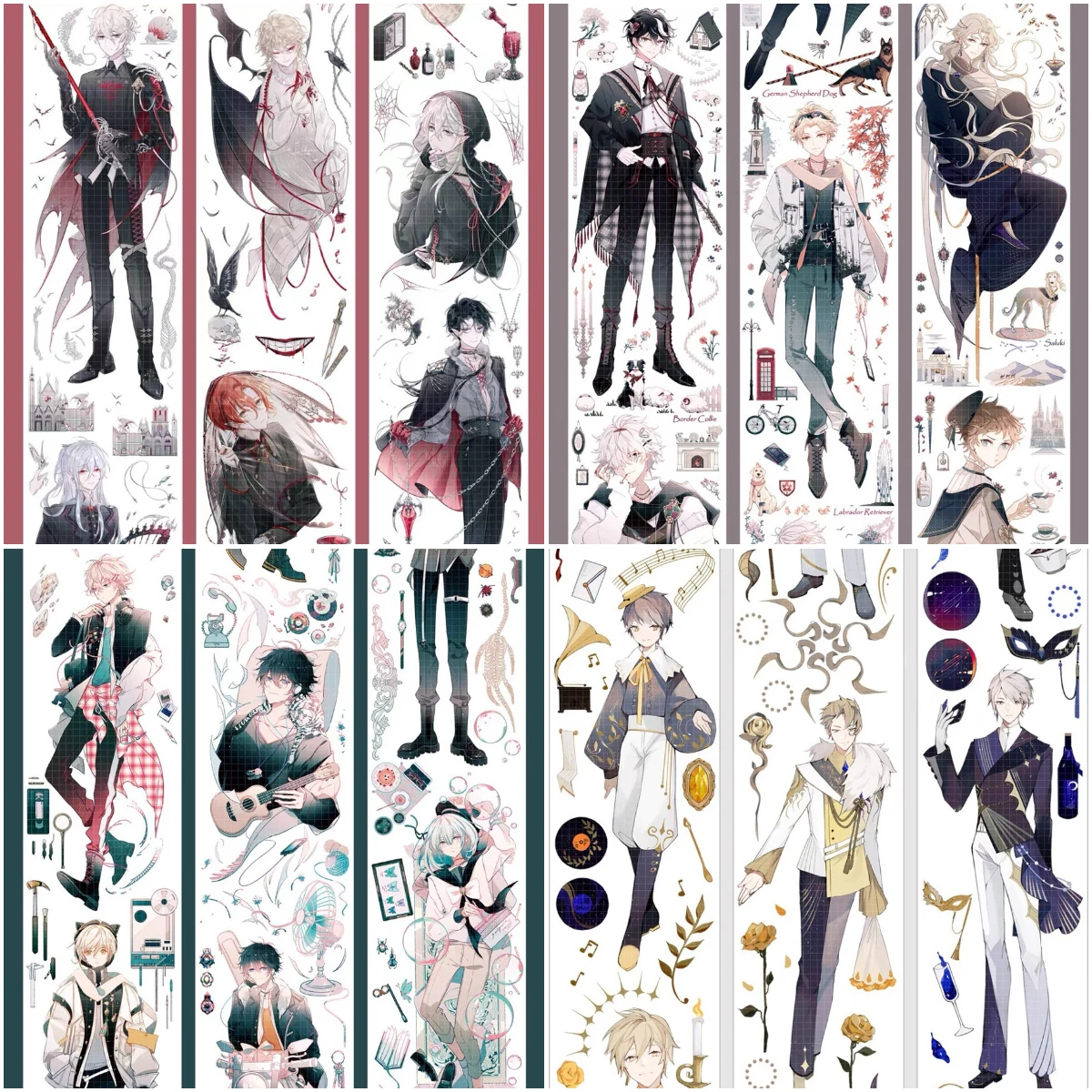 Night Invitation Boy Character PET Shell Light Washi Tape, Limited Edition, for Journal Scrapbooking Collage DIY Craft
