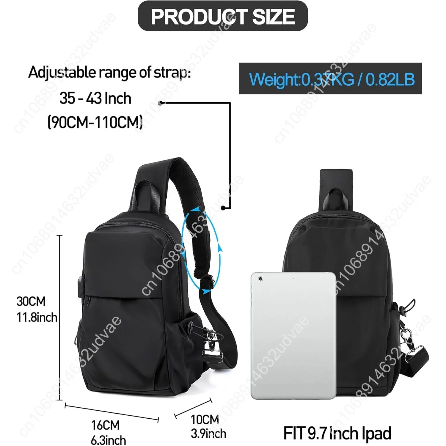 SEAFEW Small Black Sling Crossbody Backpack Shoulder Bag for Men Women, Lightweight One Strap Back Pack Sling Bag Backpack for H