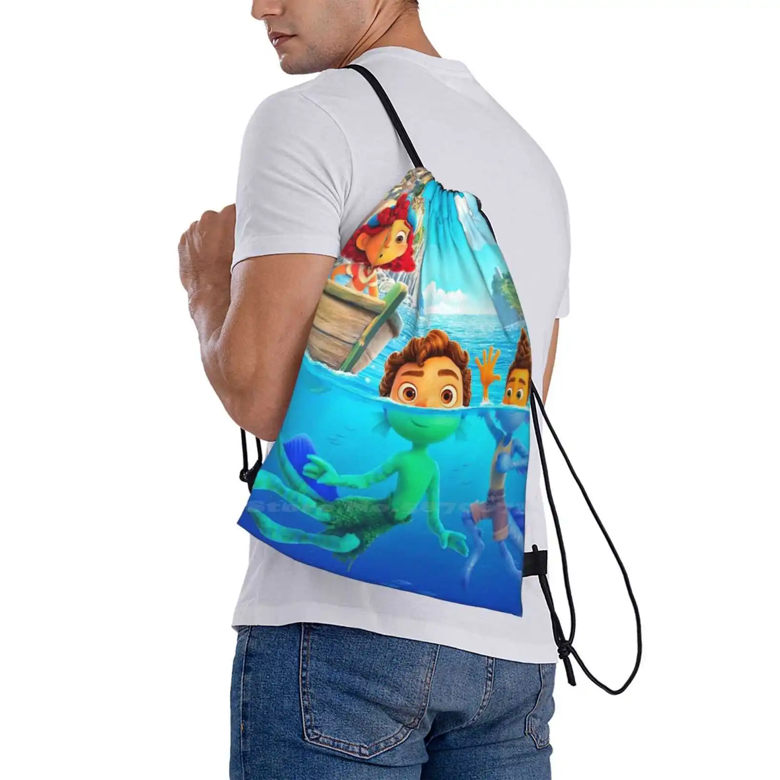 Luca Paguro Teen College Student Backpack Laptop Travel Bags Luca Paguro Giulia Pixar Luca Pixar Movie Julia Pixar Ercole