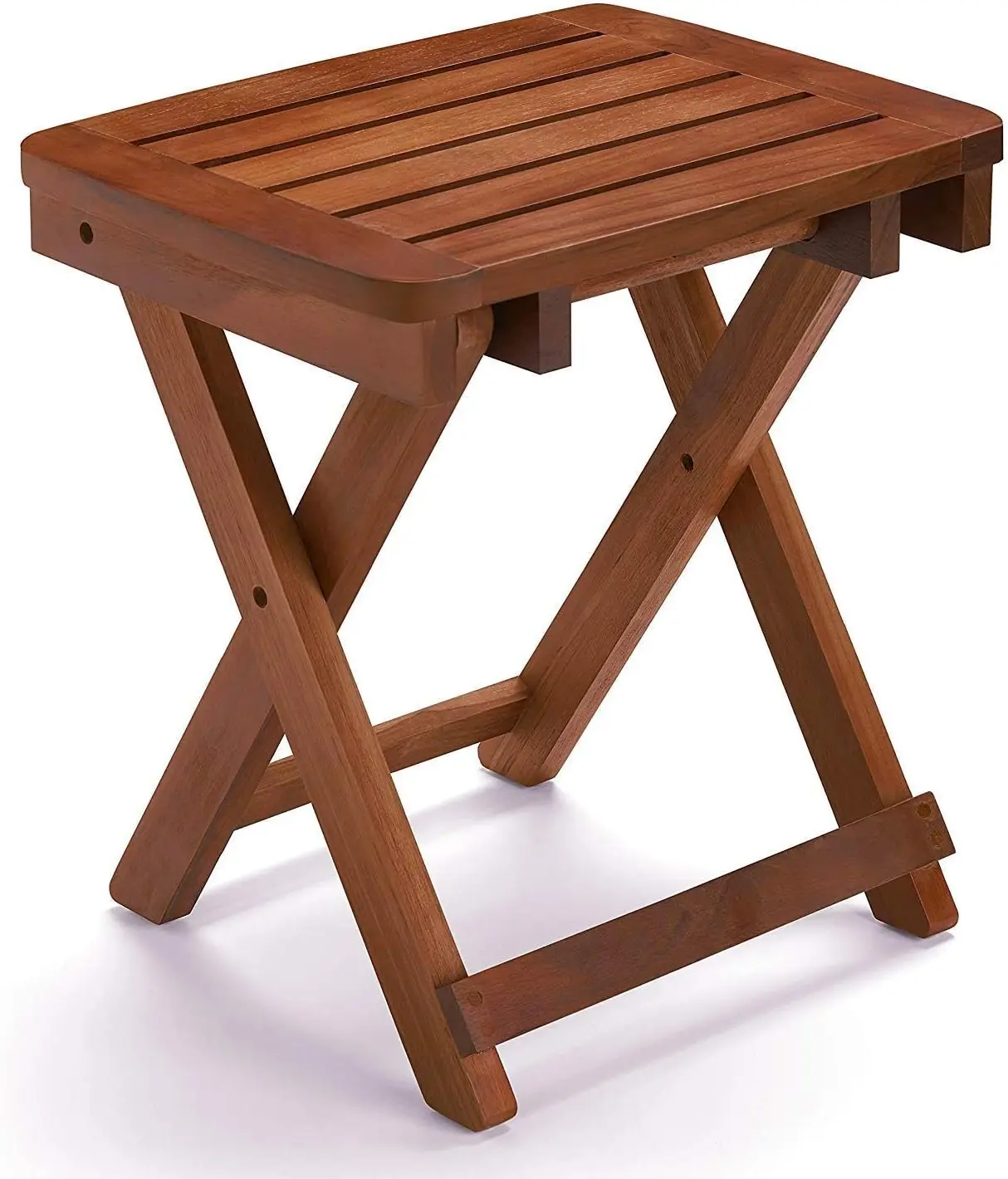 

Portable Bamboo Shower Bench - Foldable Stool Seat, Supports 500 LBS, No Assembly Needed