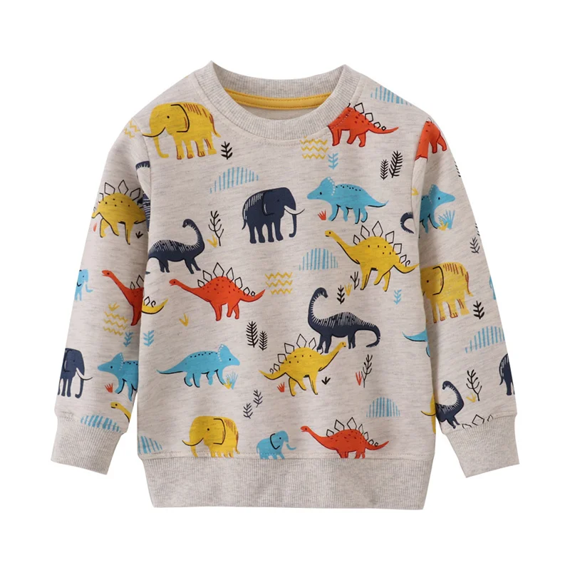 

Dinosaurs Long Sleeve Boys Sweatshirts Shirts 2-7T All Print Autumn Spring Kids Hooded Children's Clothes Baby Sport Shirts