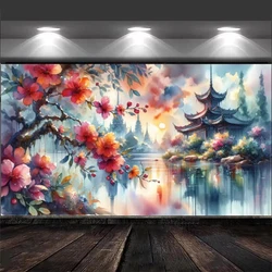 5D DIY Large Diamond Painting Colorful Tower Landscape Full Round/Square Landscape Flower Diamond Mosaic Art Home Decoration