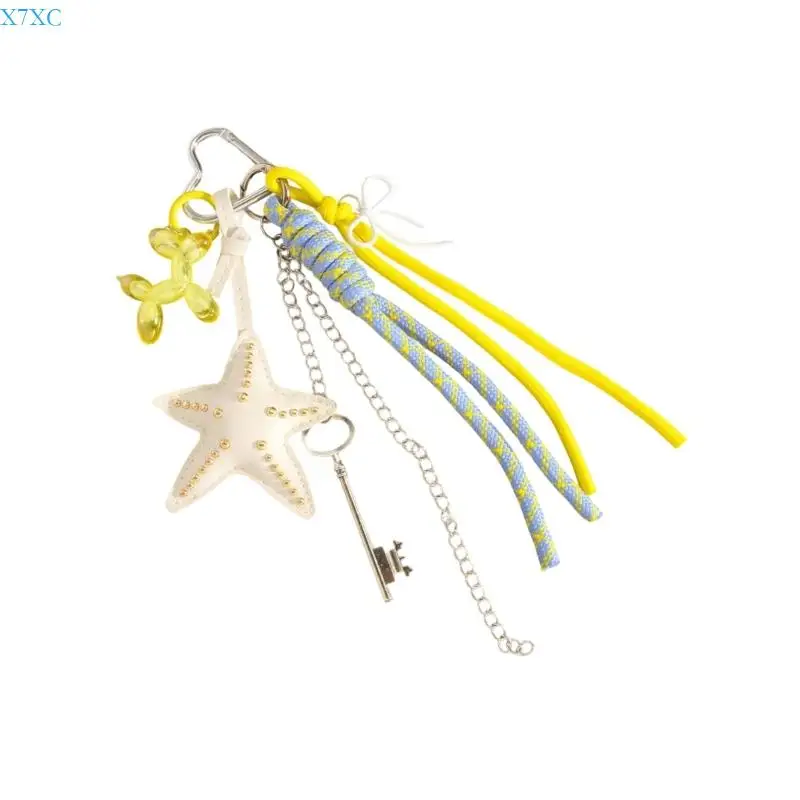

X7XC Multipurpose Patterned Keychain With Braided Rope Strong Clip Braided Cord Decoration Bag Pendant For Purse Backpack