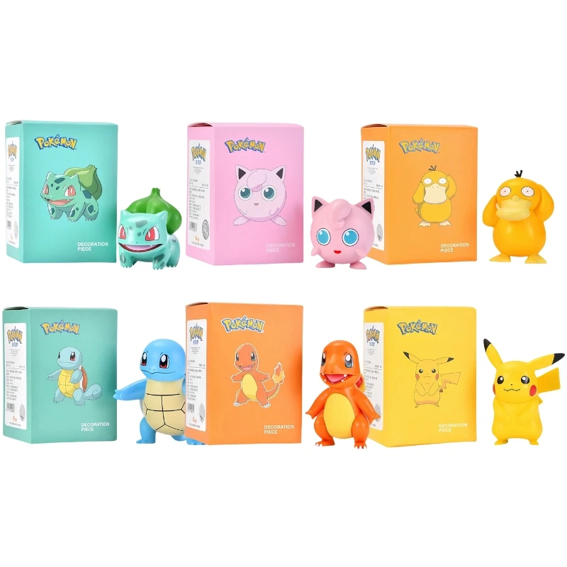 

6 Styles Pokemon Pikachu Toy Cute Anime Figure Bulbasaur Charmander Squirtle Jigglypuff Psyduck Model Dolls Toys Collection Gift