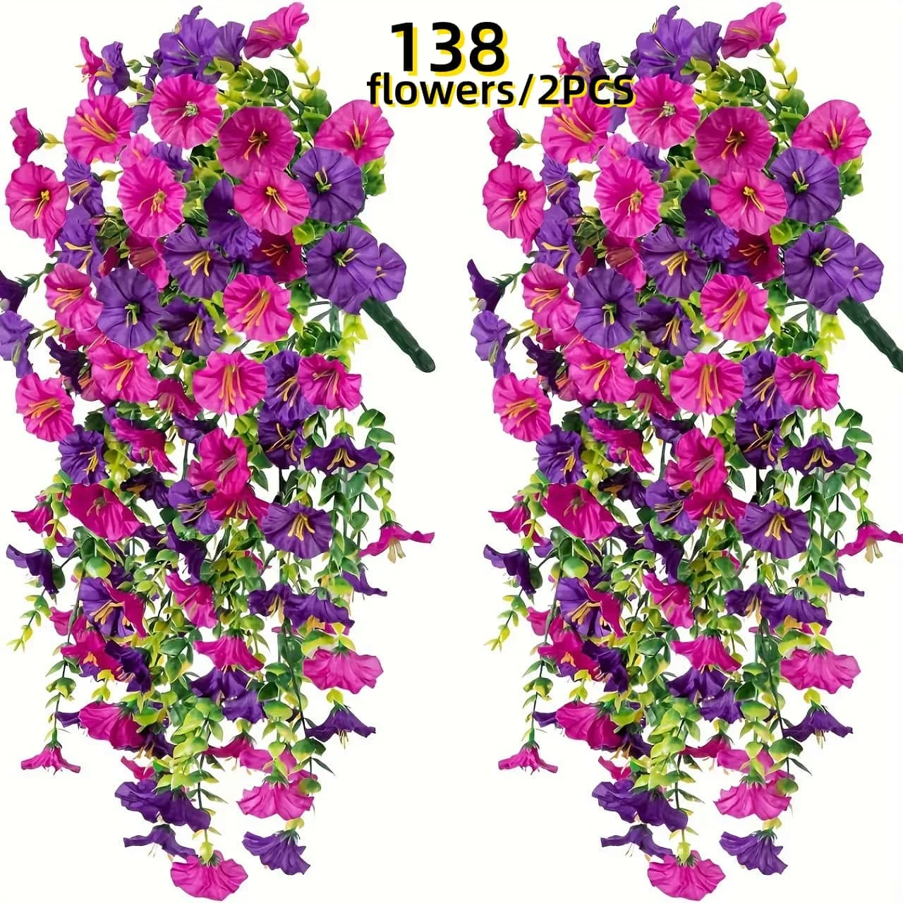 

2pcs UV-Resistant Artificial Morning Glory Eucalyptus Hanging Decor - Perfect for Home, Garden, Weddings | Versatile Outdoor