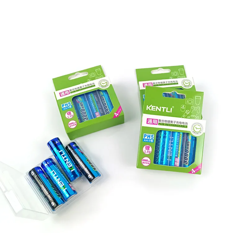 KENTLI AA 1.5v Li-Polymer Rechargeable Batteries with AAA AA Charger Set Eco-Friendly AA Lithium Battery Pack for Electronics