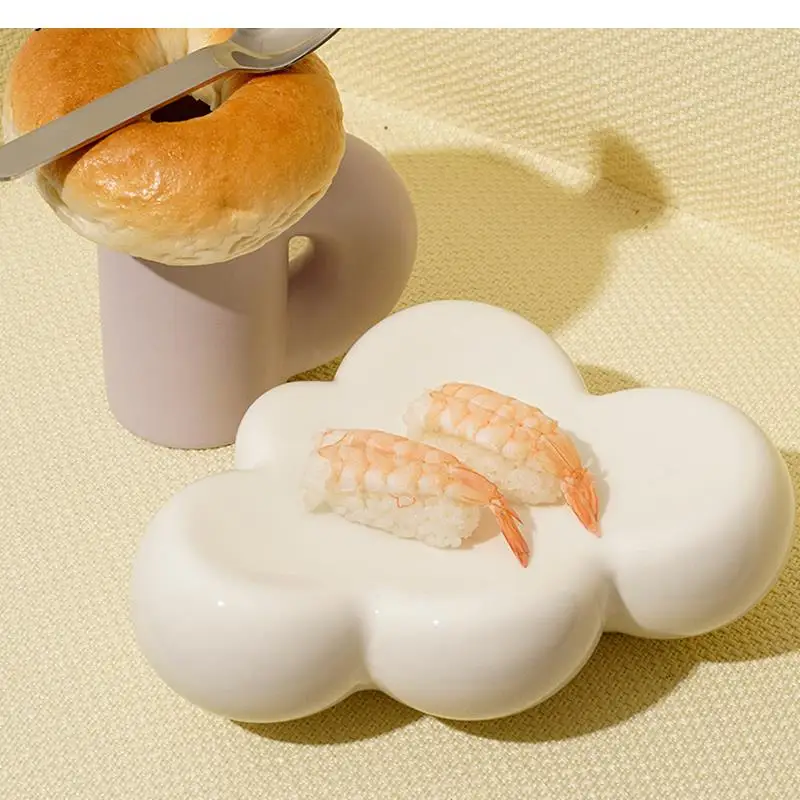 

3D Three-dimensional Cloud Dinner Plate Ceramic Tray Household Storage Living Room Desktop Decoration Accessories