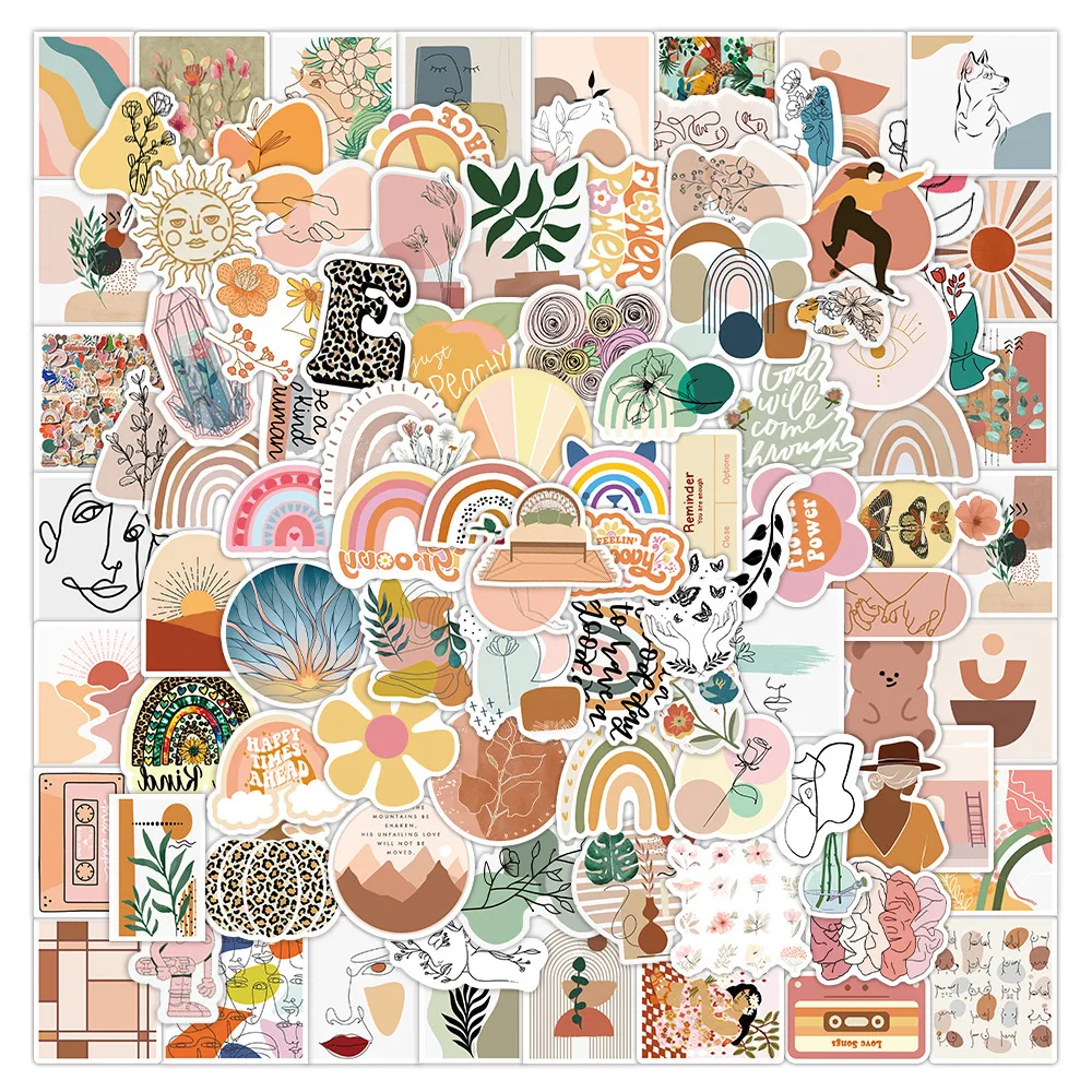 50/100 قطعة البوهيمي الكرتون الكتابة على الجدران ملصق سجل القصاصات Ins الرياح الجمالية الفن الأمتعة سيارة Diy بها بنفسك محمول الهاتف لاصقة تزيين #3