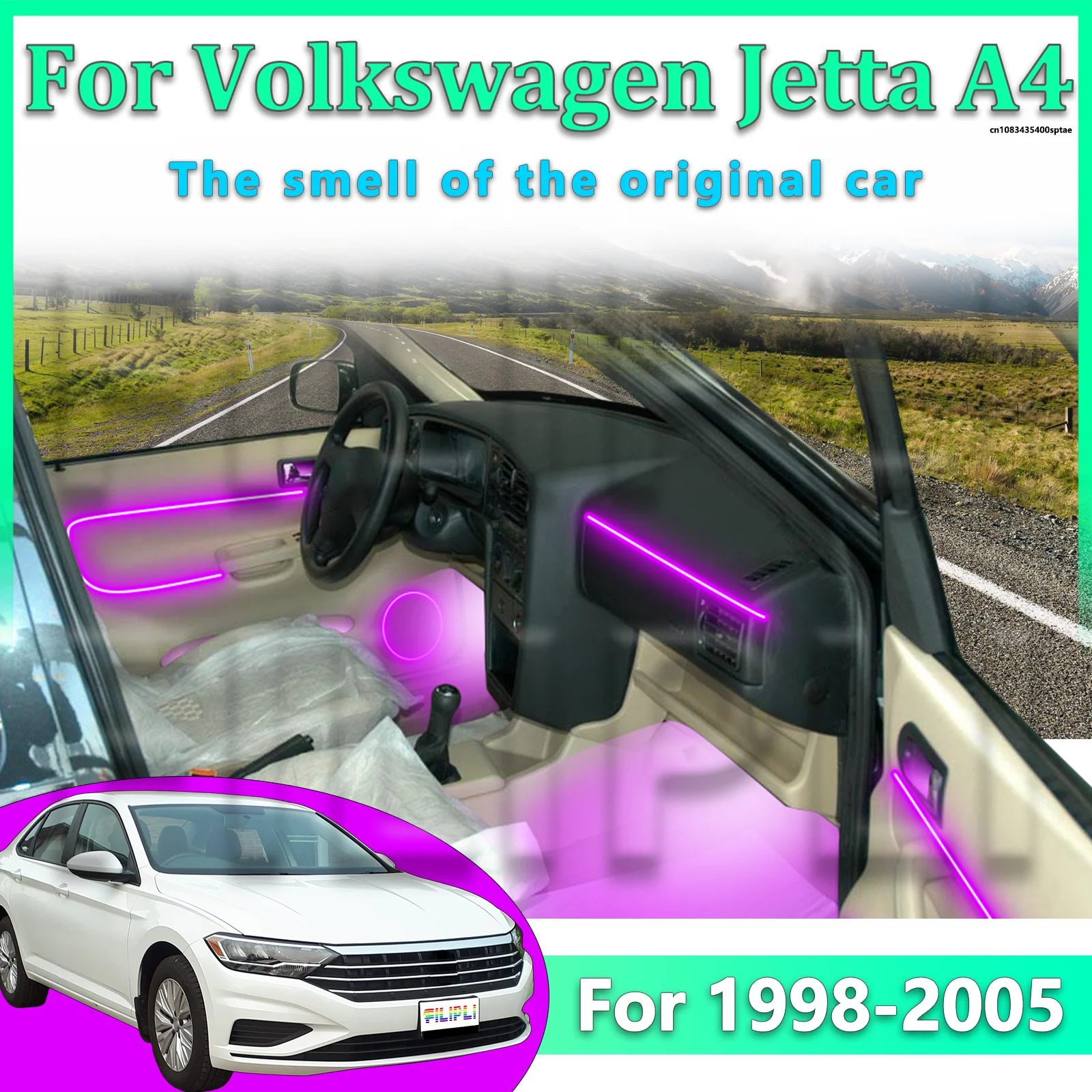 For VW Jetta A4 98-05Y Premium Automotive Interior Ambient Light Music Sync Mode APP Concealed Layout Driving Experience Upgrade